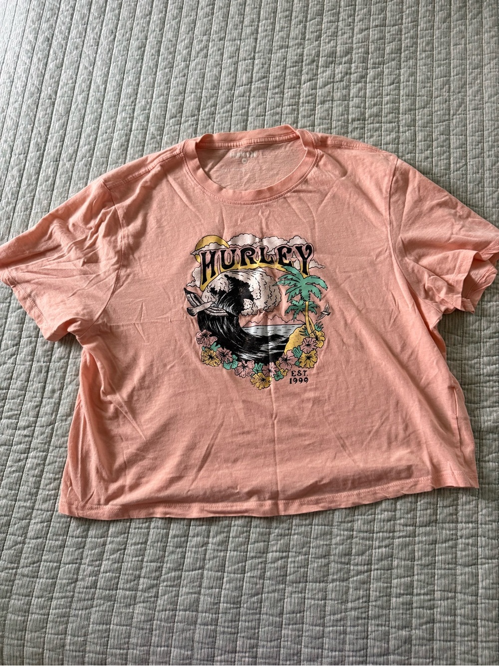 Hurley Peach Graphic Surf Crop Tee